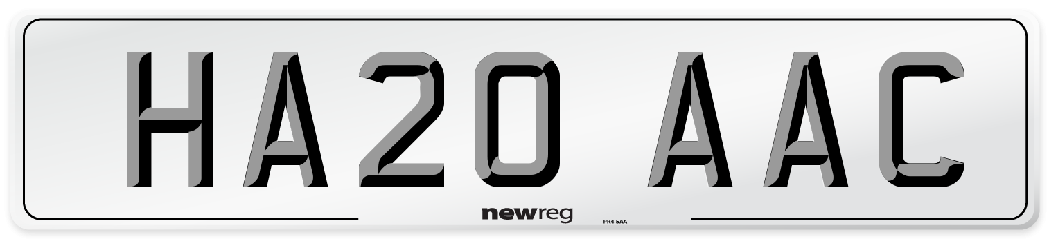 HA20 AAC Number Plate from New Reg